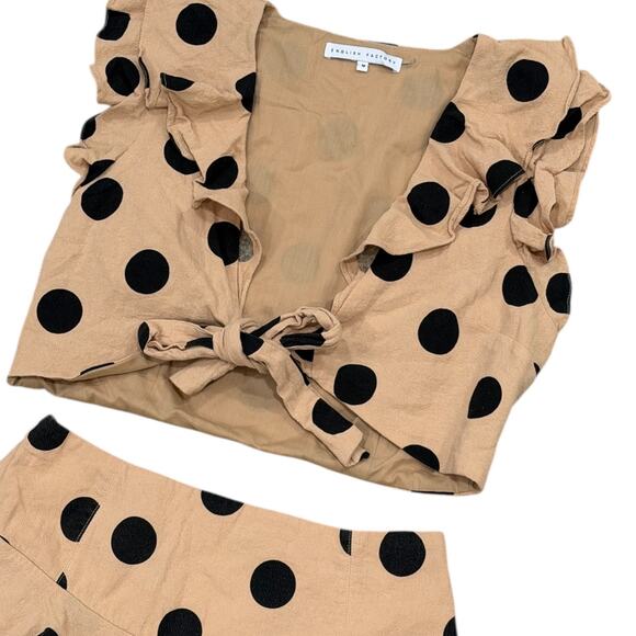 English Factory Polka Dot Ruffled Crop Top & Shorts Set - Picture 7 of 8